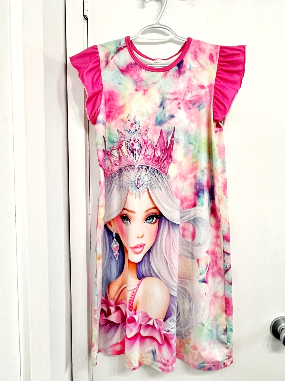 Girls Princess Nightgown Size 11-12 Ruffle Sleeve Sparkle Dress Magi